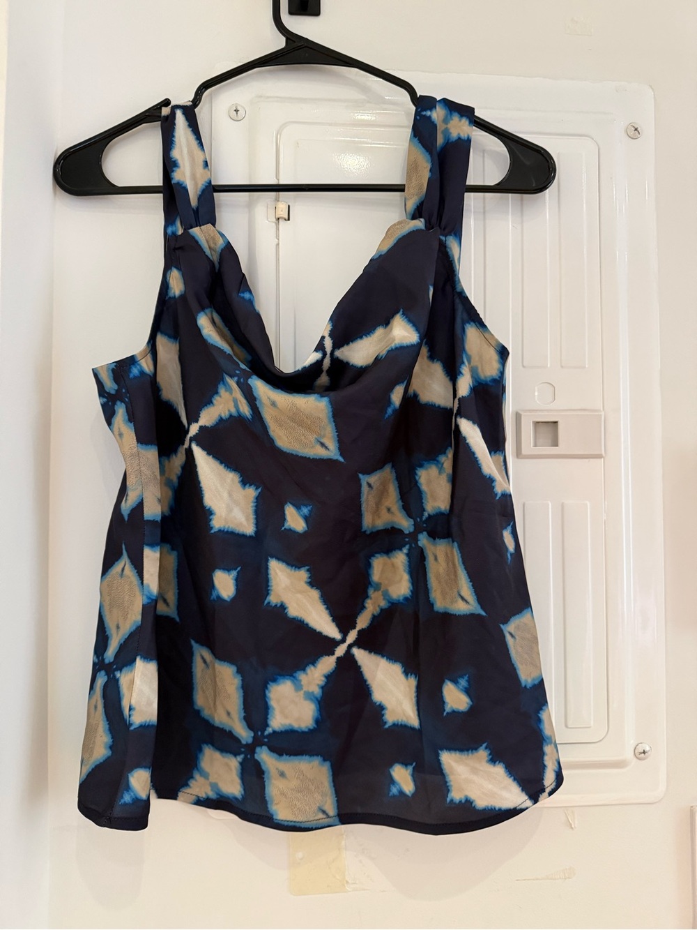 Banana Republic Navy Blue Geo-Print Cowl Neck Camisole